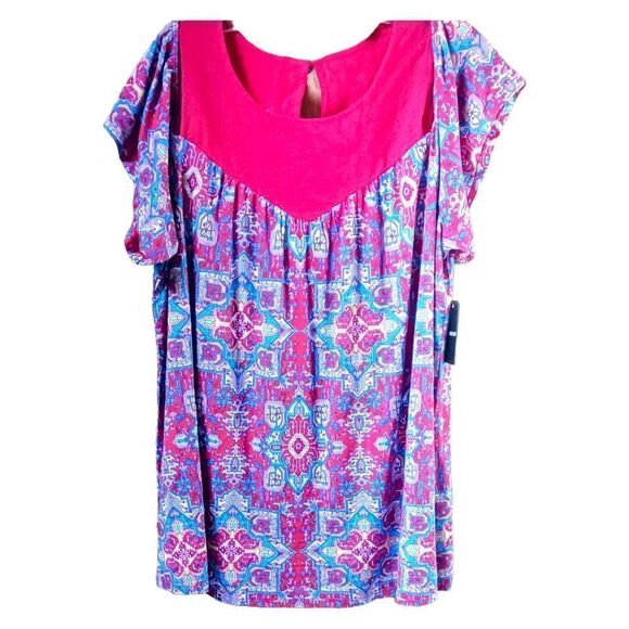 TORRID NEW Plus Size Super Soft Crew Neck Eyelet Yoke Cold Shoulder Top. - Picture 2 of 16